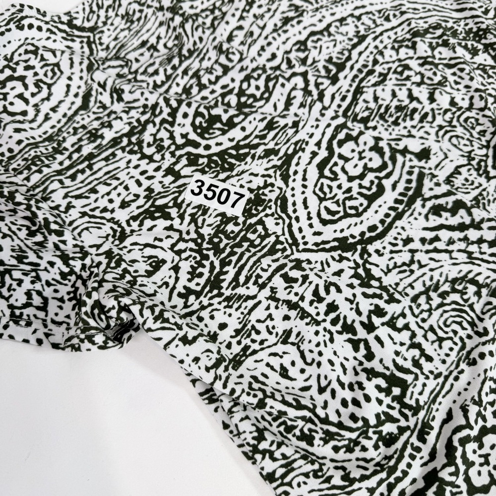 My Lane Dress Womens Medium Black White Paisley Print Short Sleeve Made USA - Picture 8 of 8